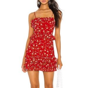 Privacy Please Floral Red Ruffle Mini Dress (XS)